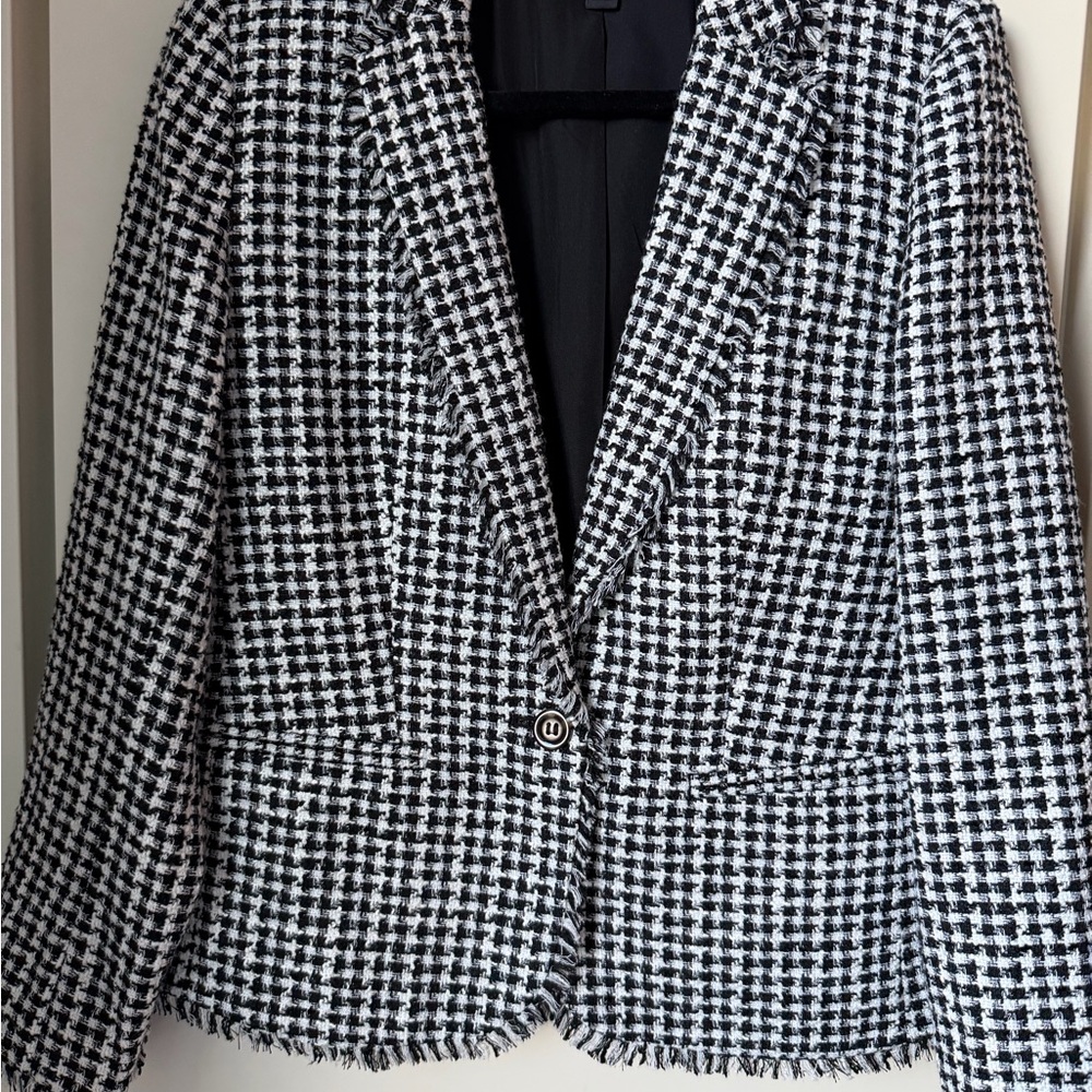 Ann Taylor Black and White Checkered Blazer